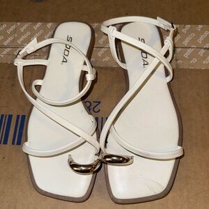 Soda Women's Cream Sandals with Gold Accent